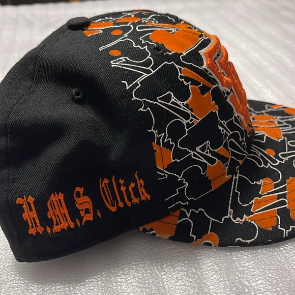 Vintage Men’s Sports Baseball Snapback Hat Orange & Black Size 7 1/4 (57.7 CM) - Picture 8 of 15